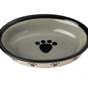 2 Dishwasher And Microwave Safe Oval Paws Pet Bowl